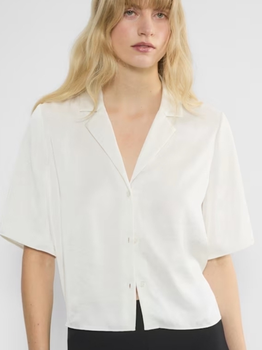 Aritzia Wilfred Beso Satin Blouse- Light Birch- Size 2XS